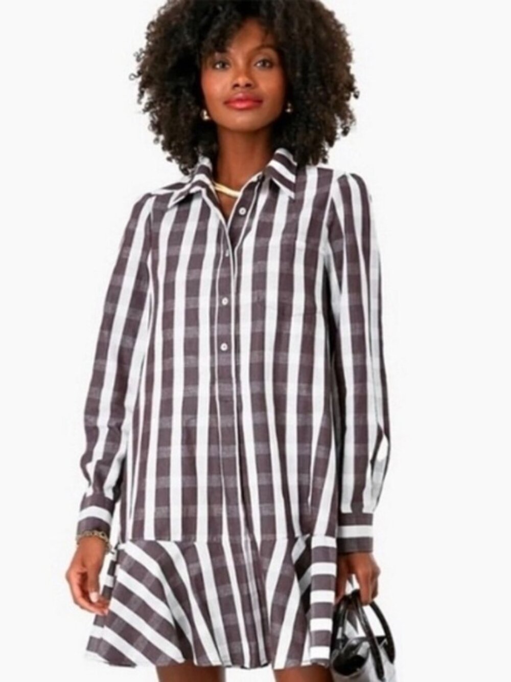 Tuckernuck Expresso  Ruffle Plaid Dress Sz. Medium
